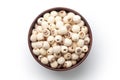 Dried lotus seeds in a wooden bowl Royalty Free Stock Photo