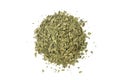 Dried lovage herb heap of isolated on white background. front view. spices and food ingredients Royalty Free Stock Photo