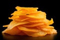 Dried mango slices on black background