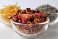 Dried marigold calendula petals with lavender and rose Royalty Free Stock Photo