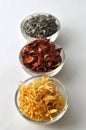 Dried marigold calendula petals with lavender and rose