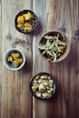 Dried marigold flowers, linden blossoms and hops f