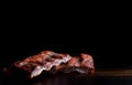 Dried Marinated Pork Ribs on rustic wooden table Royalty Free Stock Photo