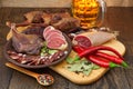 Dried meat still life Royalty Free Stock Photo