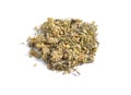 Dried medicinal herbs raw materials isolated on white. Achillea