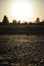 Dried mud at sunset Royalty Free Stock Photo