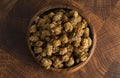 Dried Mulberries on a Butchers Block Royalty Free Stock Photo