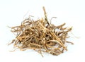 Dried nettle roots, Urtica diocica, on white background