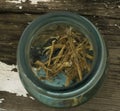 Dried Nettle Roots in Vintage Jar