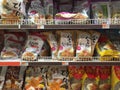 Dried noodle on shelves selling