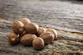 Dried nutmeg seeds Royalty Free Stock Photo