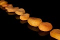 Dried orange apricot isolated on black glass