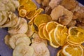 Dried oranges, fruits, apples Royalty Free Stock Photo