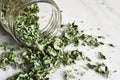 Dried Organic Oregano and Glass Jar Royalty Free Stock Photo