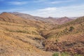 Dried out river bed in the mountains on the Tizi n`Tichka pass Royalty Free Stock Photo