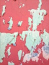 Dried paint wall peeling off natirally red and green light tone Royalty Free Stock Photo