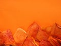 Dried papaya slices on an orange background Royalty Free Stock Photo