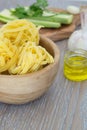 Dried pasta and other ingredients Royalty Free Stock Photo