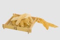 Dried peanut worm or sipunculus nudus on bamboo tray in white ba Royalty Free Stock Photo