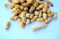 Dried peanuts in closeup isolate on white background Royalty Free Stock Photo