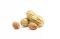 Dried peanuts closeup isolated on white background Royalty Free Stock Photo