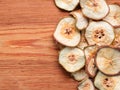 Dried Pears on an old wooden table, top view Royalty Free Stock Photo