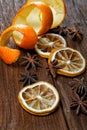 Dried peel of an orange and spice Royalty Free Stock Photo