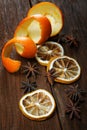 Dried peel of an orange and spice Royalty Free Stock Photo