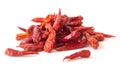 Dried pepper chillies on white background Royalty Free Stock Photo