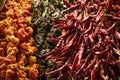 Dried Peppers And Aubergines Sold In The Market, Turkish Cuisine