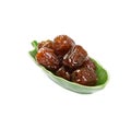 Dried preserved. Sweet syrup monkey apple or Chinese date on bac Royalty Free Stock Photo