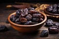 Dried prunes in a bowl - AI Generated