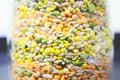 Dried pulses in a jar.