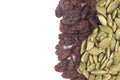 Dried raisins and Dried pumpkin seeds Royalty Free Stock Photo