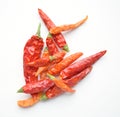 Dried red cayenne chili peppers