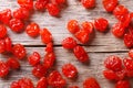 Dried red cherry close up on an old table, top view Royalty Free Stock Photo