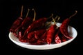 Dried red chili or chilli cayenne pepper isolated on black background Royalty Free Stock Photo