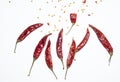 Dried red chili, Red chili exploded into small pieces with many seed inside