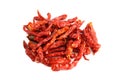 Dried red chili heap, Chilli red Spicy hot flavor, Chilli dry on white background Royalty Free Stock Photo