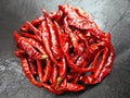 Dried Red Chili Peppers at the Market Stall Royalty Free Stock Photo