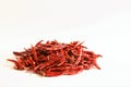 Dried red chili peppers. stock photo