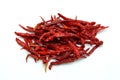 Dried Red Chili Peppers on White Background Royalty Free Stock Photo