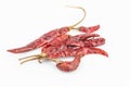 Dried red chili on white background. Clipping path included Royalty Free Stock Photo