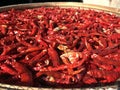 dried red chilies for ingredient cooking, asia spicy food Royalty Free Stock Photo