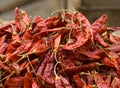 Dried red chilli peppers Royalty Free Stock Photo