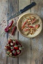 Dried red chilli peppers, flakes and seeds Royalty Free Stock Photo