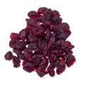 Dried red cranberries isolated on white, top view. Royalty Free Stock Photo
