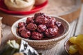 Dried red date or Chinese jujube. Traditional herbal medicine spill Royalty Free Stock Photo