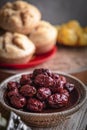 Dried red date or Chinese jujube. Traditional herbal medicine spill