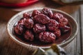 Dried red date or Chinese jujube. Traditional herbal medicine spill Royalty Free Stock Photo